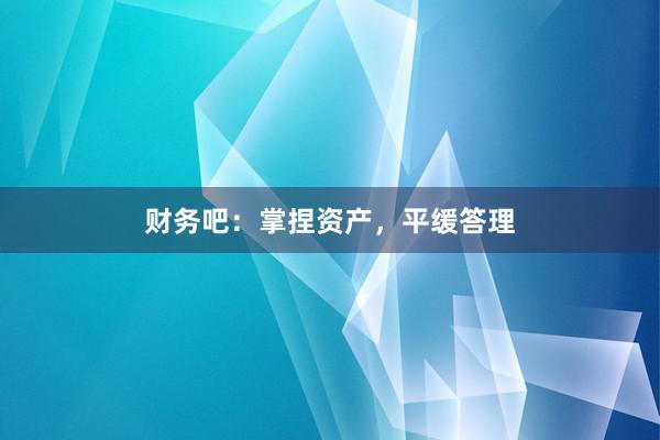 财务吧：掌捏资产，平缓答理
