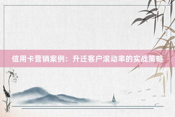 信用卡营销案例：升迁客户滚动率的实战策略